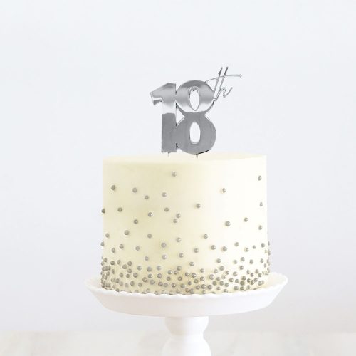 Silver 18Th Cake Topper
