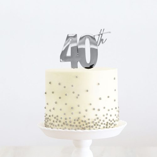 Silver 40Th Cake Topper