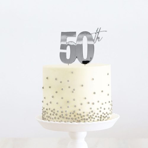 Silver 50Th Cake Topper