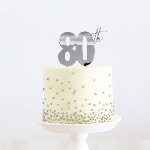 Silver 80Th Cake Topper