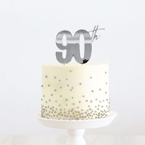 Silver 90Th Cake Topper