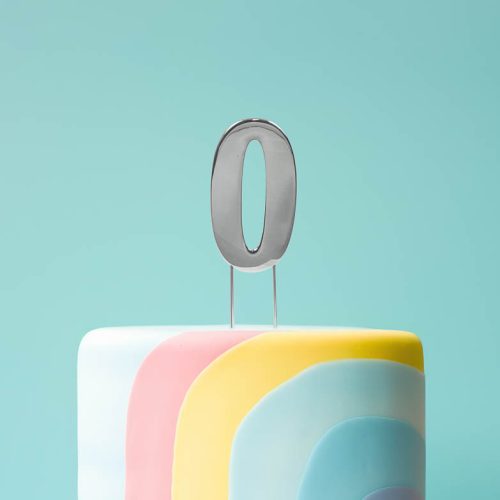 Silver Number 0 Cake Topper – Bold Design