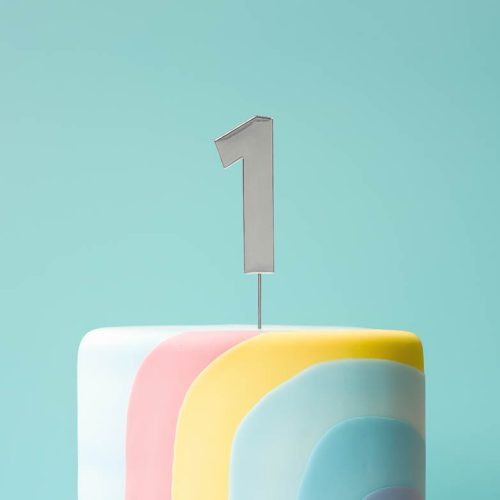Silver Number 1 Cake Topper – Bold Design