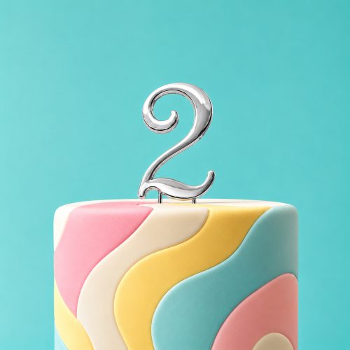 Silver Number 2 Cake Topper – 7cm Range