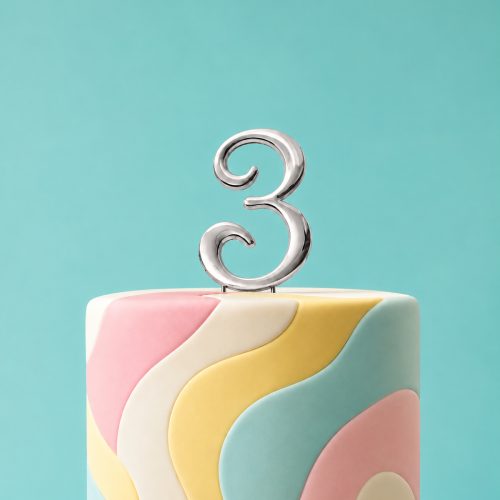 Silver Number 3 Cake Topper – 7cm Range