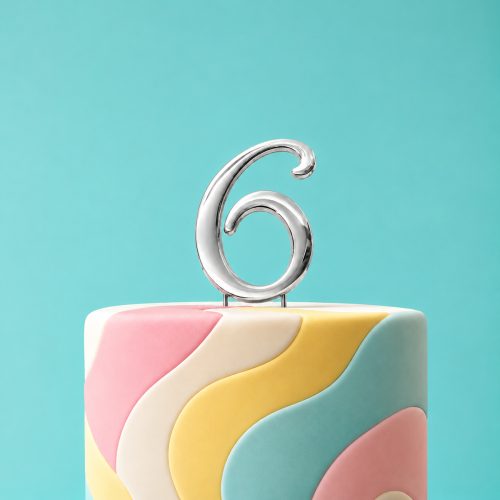Silver Number 6 Cake Topper – 7cm Range