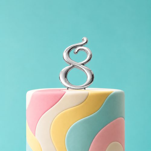 Silver Number 8 Cake Topper – 7cm Range