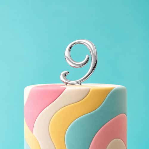 Silver Number 9 Cake Topper – 7cm Range