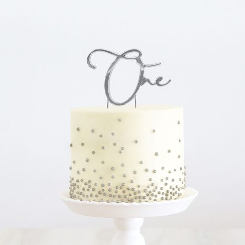 Silver One Cake Topper