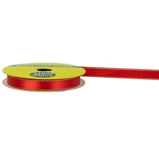 Ribtex Poly Satin 10mm W-Gld Edge Red 8M