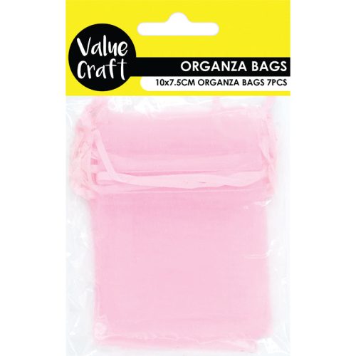 Value Craft Baby Pink Mini Organza Bags 10cm x 7.5cm — 7 Pack