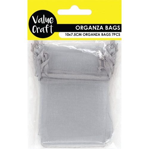 Value Craft Silver Mini Organza Bags 10cm x 7.5cm — 7 Pack