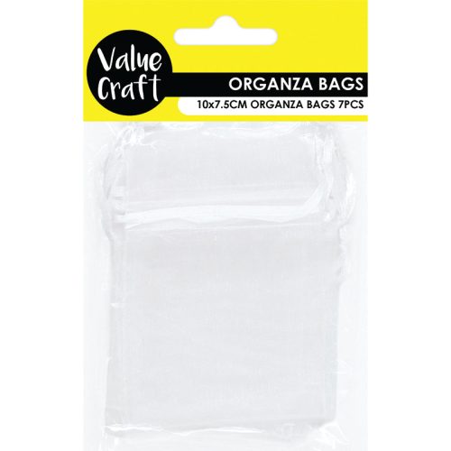 Value Craft White Mini Organza Bags 10cm x 7.5cm — 7 Pack